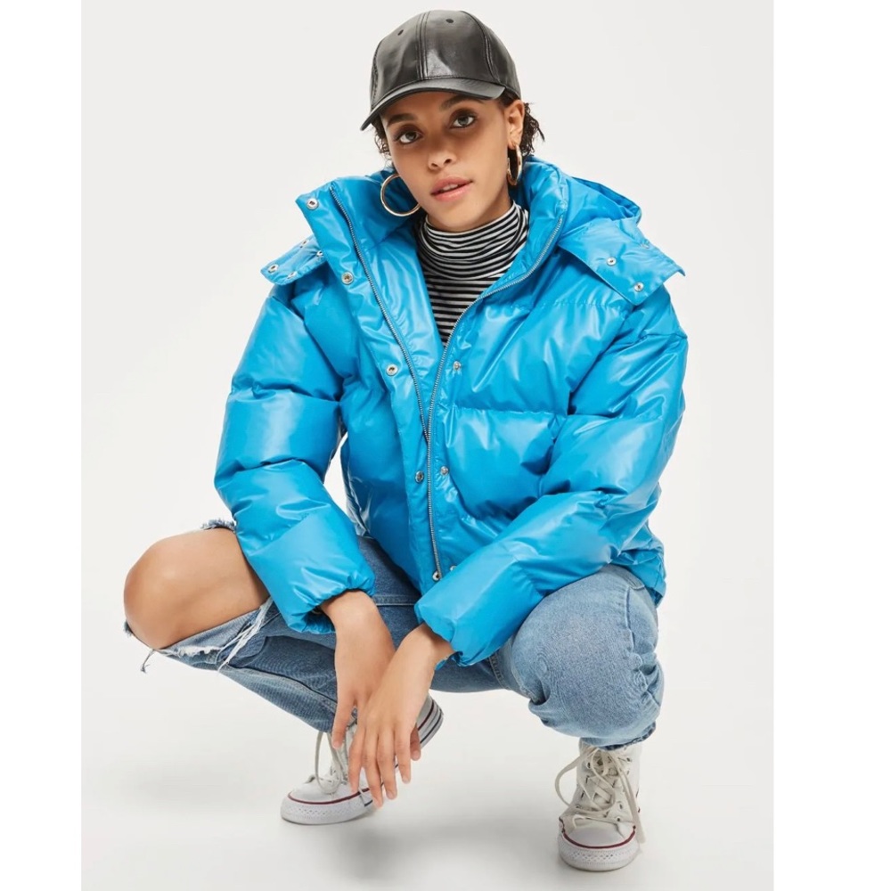 Topshop electric blue puffer coat